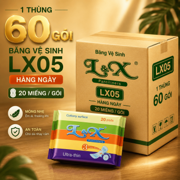 [1 thùng 60 gói ] Băng Vệ Sinh L&X 05 Hàng Ngày 20 Miếng ( Lx05)