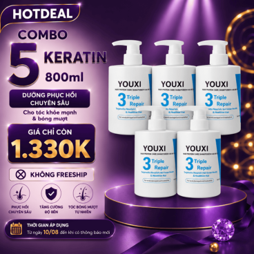 [Không Freeship] Combo 5 Keratin 800ml – Dưỡng Phục Hồi Chuyên Sâu Cho Tóc Khỏe Mạnh & Bóng Mượt